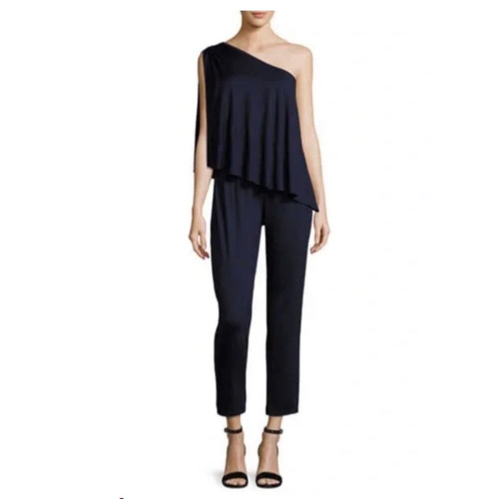 Trina‎ Turk Women's Estell Jumpsuit Blue Size L NWT Preppy Coastal Classic
